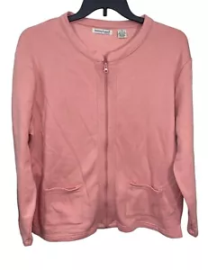 HASTING & SMITH Womens Plus 1X Zip Front Fleece Cardigan with Pockets Blush Pink - Picture 1 of 10