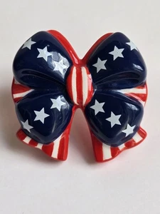 Nora Fleming Retired Mini A192 Patriotic Bow 4th July Stars Stripes Independence - Picture 1 of 11