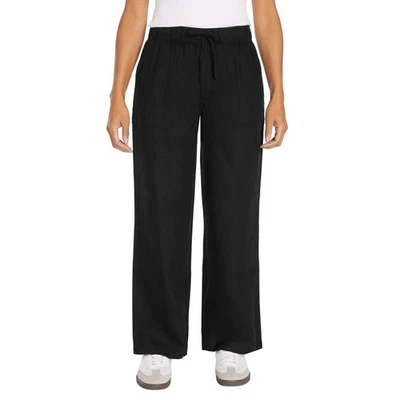 Pantalones de lino negros para mujer Gap - Cintura elástica con cordón - Talla: S (4-6) Foto 1 de 4