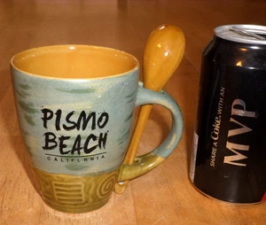 "PISMO BEACH, CALIFORNIA", (SAN LUIS OBISPO CO.), Keramik Kaffeetasse + Löffel - Bild 1 von 8