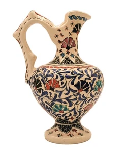 Türkische Selcuk Keramik Vase Karaffe mehrfarbig handbemalt - Bild 1 von 15