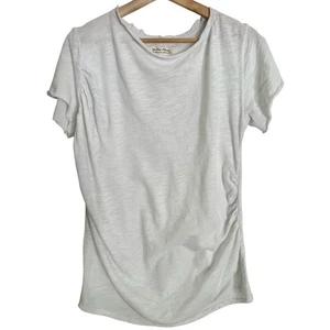 We The Free TShirt White Ruched Maternity Raw-Edge Womens Large Size Large - Picture 1 of 11