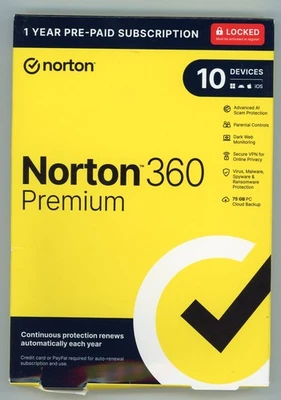 NORTON 360 DELUXE INTERNET SECURITY 2025 (10 DEVICE/1 YEAR) *NEW in RETAIL BOX - Image 1 of 2
