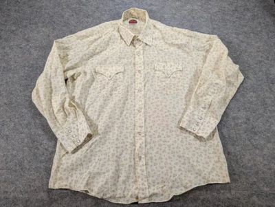 Camisa masculina vintage Miller Western Wear 17 1/2 34 estalo pérola floral cowboy anos 70 - Imagem 1 de 4