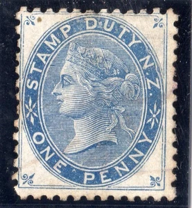 NEW ZEALAND 1882 1d blue STAMP DUTY SG F2. VLMM Cat.£300 - Picture 1 of 2