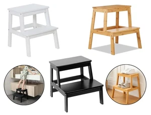 Bamboo Step Stool Wooden Sturdy Ladders Non-Slip For Adults Kids Home Kitchen - Picture 1 of 22