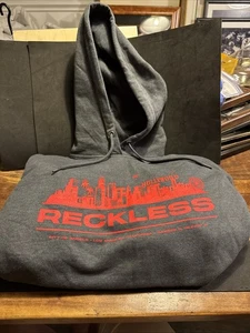 YL (Youth Large) Grey Hoodie “Reckless” In Red Brand New! - Picture 1 of 4