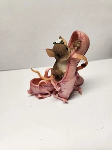 Vintage Charming Tails "YOU HELP KEEP ME BALANCED" Mouse Pink Ballerina Schuhe - Bild 1 von 3