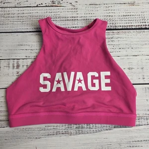 Sujetador deportivo Savage Barbell talla mediana rosa neón nailon spandex - Imagen 1 de 7