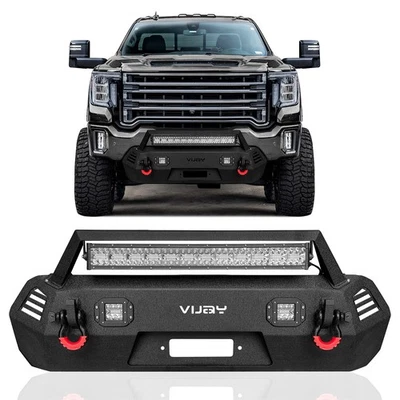 VIJAY Steel Front bumper For 2020-2023 GMC Sierra 2500/3500 with Lights &D-rings - Image 1 of 4