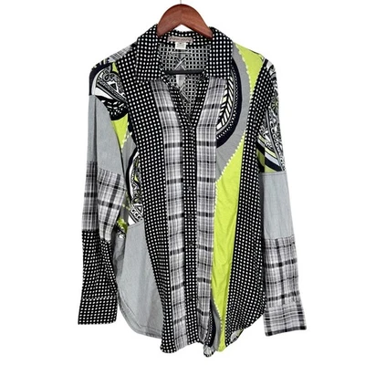 Blusa Camisa Top Sharon Young Mediana Negra Neón Usable Arte para Usar Gris Foto 1 de 4