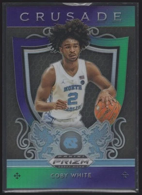Coby White 2019-20 Panini Prizm Draft Picks Prizms Purple and Green #61 RC /199 - Image 1 of 2