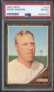 1962 TOPPS #213 RICHIE ASHBURN PSA 8 METS HOF *ADT6417 - Picture 1 of 2