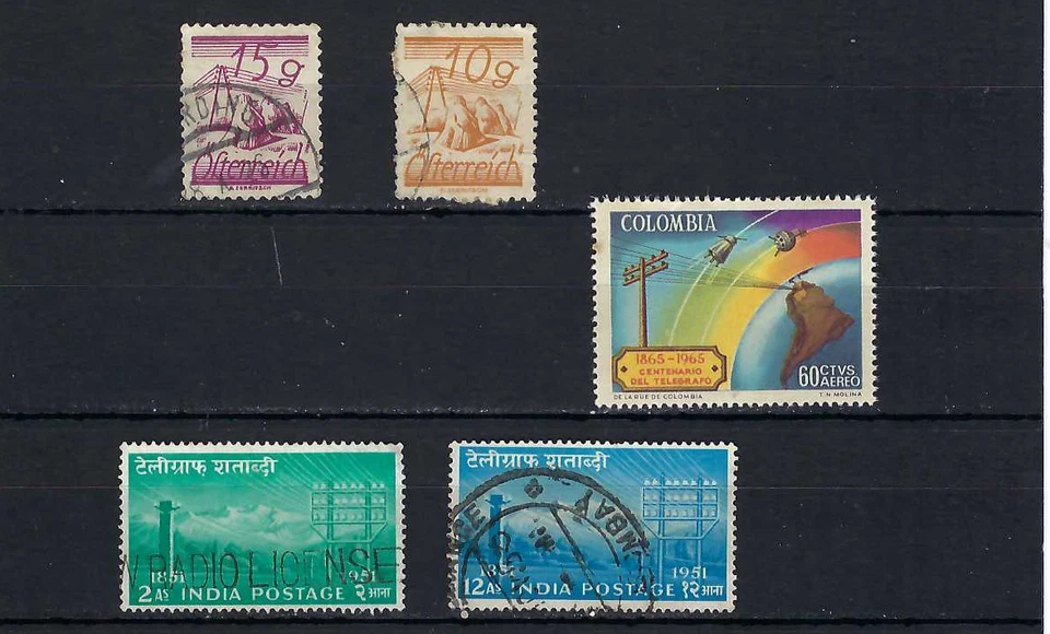 TELEGRAPH  - AUSTRIA.-  SATELLITES OVER SOUTH AMERICA - COLOMBIA  INDIA-  1951 - Image 1 of 1