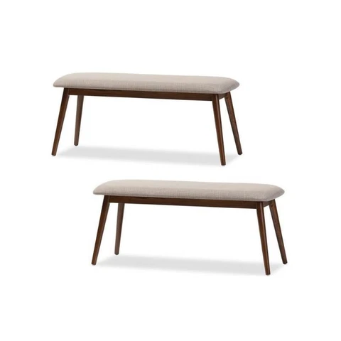 Home Square 2 Piece Polyester Fabric Dining Bench Set in Light Gray Cover