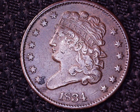 Very Nice 1834 Classic Head Half Cent  Low Mintage Of 141,000  #HC030 Cover
