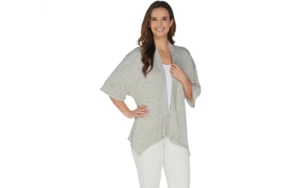 Halston womens xs ivory stone super soft kimono open front cardigan top - Picture 1 of 4