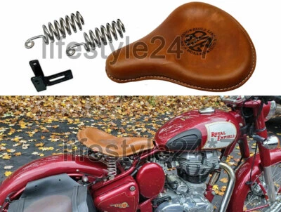 Front Solo Leather Seat Brown Tan Fit For Royal Enfield Classic 350cc 500cc - Image 1 of 4