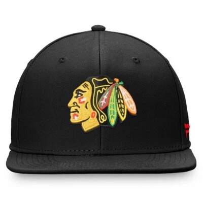 Chicago Blackhawks Hat Black 2.0 Patch Fitted 7 1/8 Fanatics Cap Hat NEW - Image 1 of 4