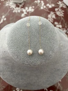 akoya pearl earrings drop 18k Gold - Picture 1 of 3