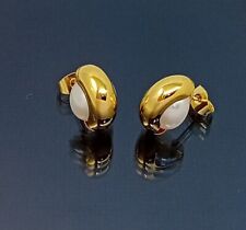 18K Gold Filled Stunning Italian Simulated Pearl 18ct GF Stud Earrings 15mm