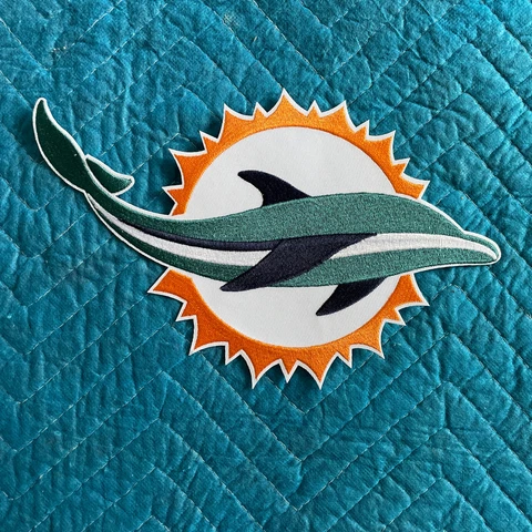 Huge Embroidered Miami Dolphins Iron On Jacket Patch 10” New Cover