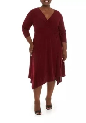 NEW PERCEPTION RED FIT AND FLARE PLEATED MIDI  DRESS SIZE 2X  WOMEN $92 - Image 1 of 3