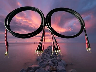 Canare 4S11 Star Quad 11 AWG BiWire Speaker Cable 1 Pair, 2 Spade | 4 Angle Pin. - Image 1 of 3