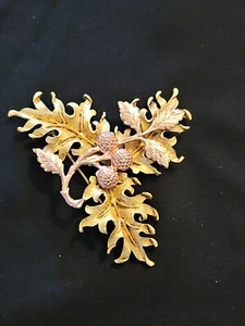 Signierte DAUPLAISE VERZIERTE BRONZE BLATTBROSCHE 1960ER JAHRE STATMENT PIN - Bild 1 von 5