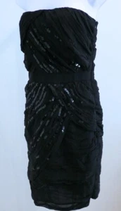 Vestido DIANE VON FURSTENBERG Negro con Lentejuelas Seda Chifón Sin tirantes Talla 8 - Imagen 1 de 7