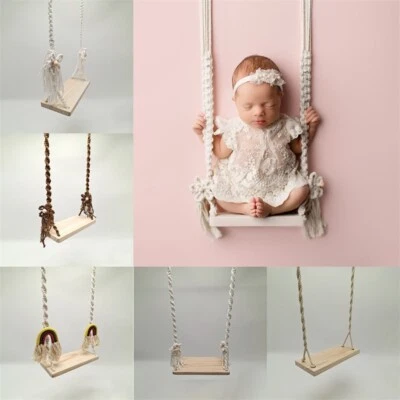 Newborn Photography Props Baby Kids Wood Swing Board Panel Studio Photo Shoot - Image 1 of 4