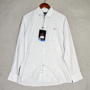 Paul & Shark Shirt Mens Medium Blue Striped 100% Organic Cotton Button-Down NWT - Picture 1 of 14