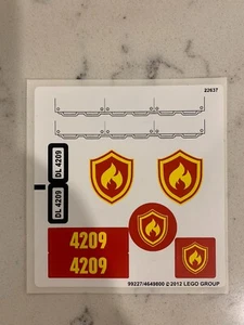 LEGO STICKER SHEET for 4209 Fire Plane, New & Genuine - Picture 1 of 1
