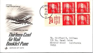 FDC 1973 SC #C83 Artcraft Cachet - Chicago ILL - Plate Blk Of 5 + Label - F77064 - Picture 1 of 2