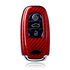 Red Remote Smart 3-Button Key Fob Case For Audi A3 A4 A5 A6 A7 A8 Carbon Fiber