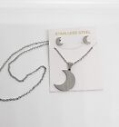 Stainless Steel 3 Pieces Moon Set For Women Silver New 