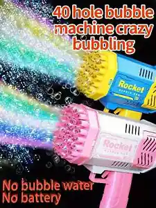40 Hole Handheld Light Bubble Gun Electric Children'S Bubble Outdoor Bubble Mach - Picture 1 of 19