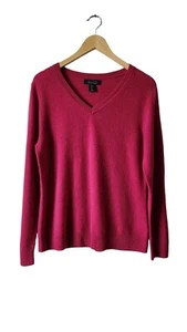 Suéter para mujer Tahari rosa 2 capas de cachemir cuello en V talla L - Imagen 1 de 3