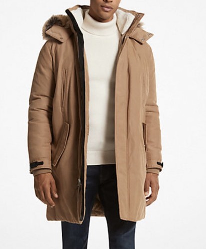 Parka Michael Kors tessuto con orlo in pelliccia sintetica taglia L nuovo con etichetta