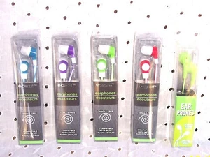 EARPHONES EAR BUDS TANGLE FREE 48" E-CIRCUIT= BLUE-PURPLE-GREEN-RED=U CHOOSE - Picture 1 of 10