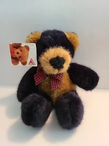 VINTAGE Dakin 1995 GINGHAM BEAR TEDDY W/ RED BOW 7" Plush STUFFED ANIMAL TOY - Picture 1 of 7