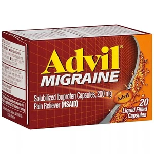 Advil Migraine Ibuprofen 200mg Pain Reliever Capsules 20 Ct  Each Fast Ship - Picture 1 of 2