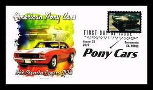 DR JIM STAMPS US COVER PONY CARS 1969 CHEVROLET CAMERO Z/28 FDC PANDA CACHET - Picture 1 of 2