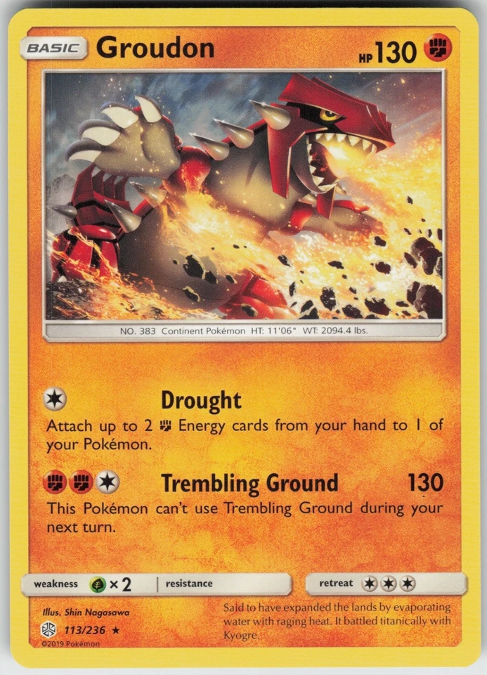 Groudon 113/236 Rare  SM - Cosmic Eclipse - Image 1 of 1