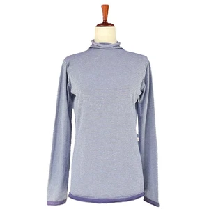 TITLE NINE Synergy Striped Rolled Mock Neck Sweater in Purple Microstripe Size M - Picture 1 of 8