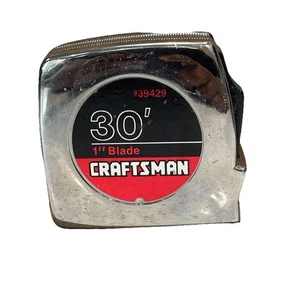 Vintage großes Handwerker Chrom 1" Klinge 30 Fuß Maßband 939429 mit Gürtelclip - Bild 1 von 9
