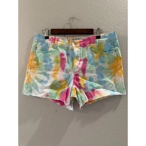 Pantalones Cortos Judy Azul Nuevo Con Etiquetas Para Mujer Cortados Tie Dye Remolino Pastel 150011 Talla XL Elastizados - Imagen 1 de 7