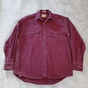 Vintage St John's Bay Shirt Mens Medium Red Button Up Flannel Chamois Maroon - Picture 1 of 10