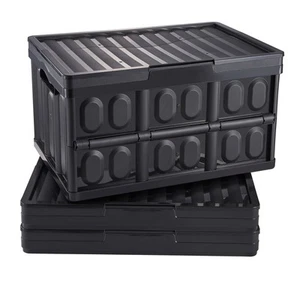 Collapsible Storage Bins with Lids Folding Stackable Containers 45L 3-Pack - Picture 1 of 12