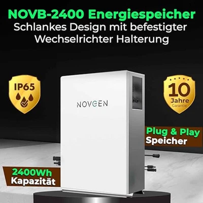 Novgen NOVB-2400Wh Speicher für Balkonkraftwerk – Plug and Play LiFePo4 Akku